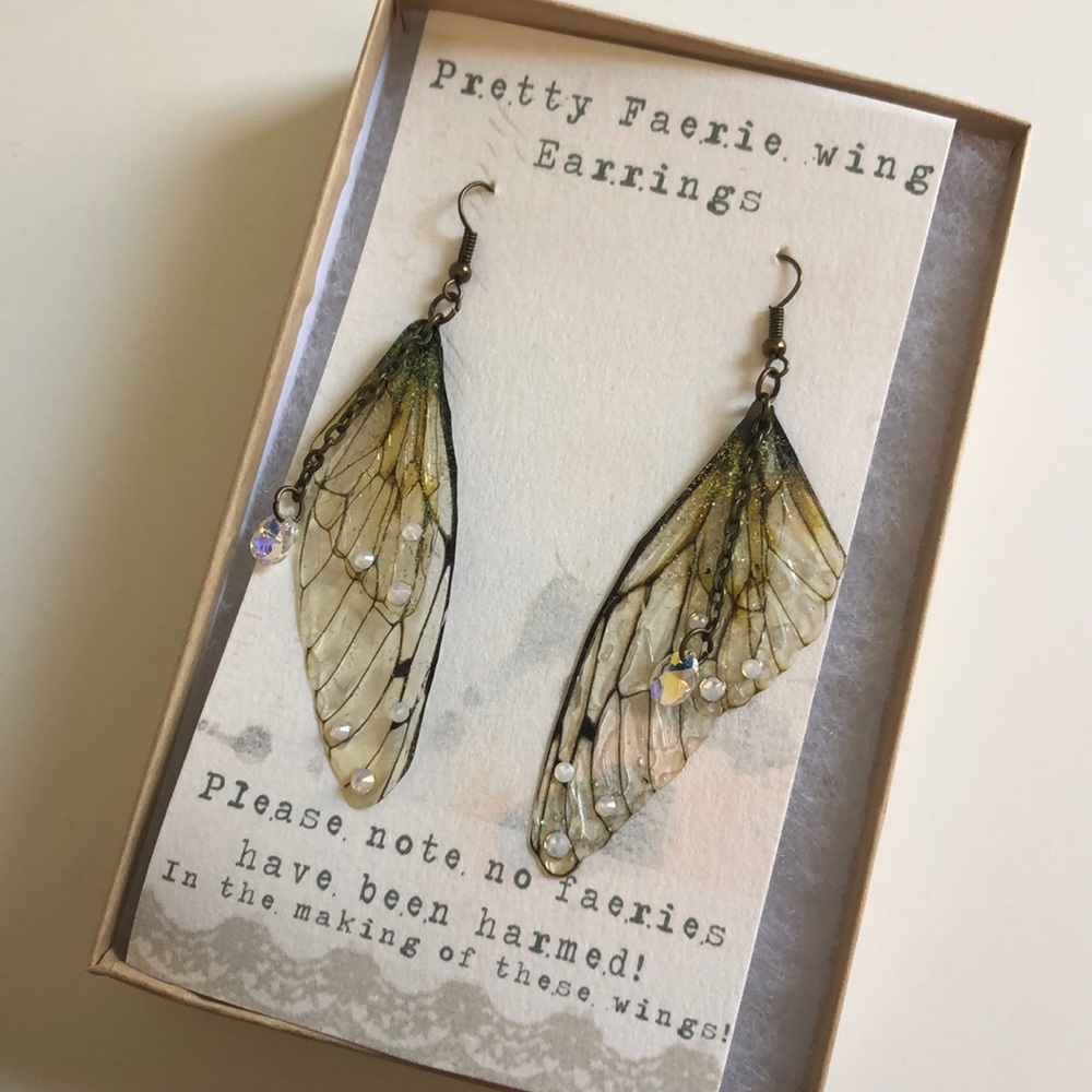 Pretty fairy wing butterfly wing hand made earring